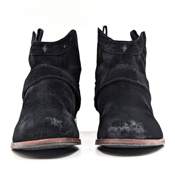 UGG Women Austin Black Suede Moto Buckle Biker Ankle Boots size 10 - Picture 2 of 11